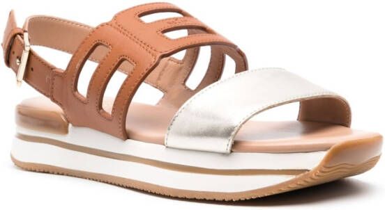 Hogan strap-design leather sandals Brown