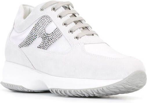 Hogan studded logo lace up sneakers White