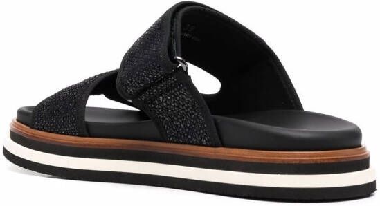 Hogan touch-strap flat sandals Black