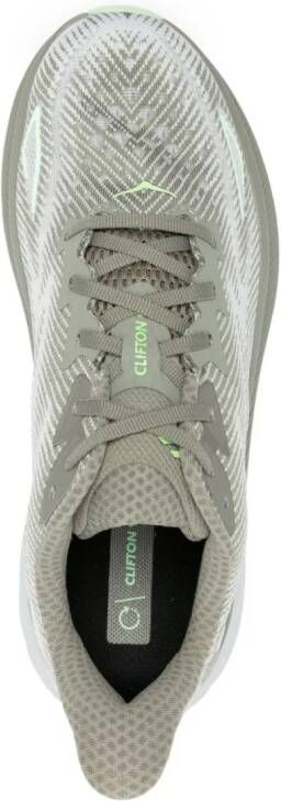 HOKA Clifton 9 mesh-panelling sneakers Green