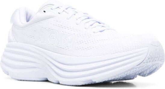 HOKA Bondi 8 logo-print lace-up sneakers White