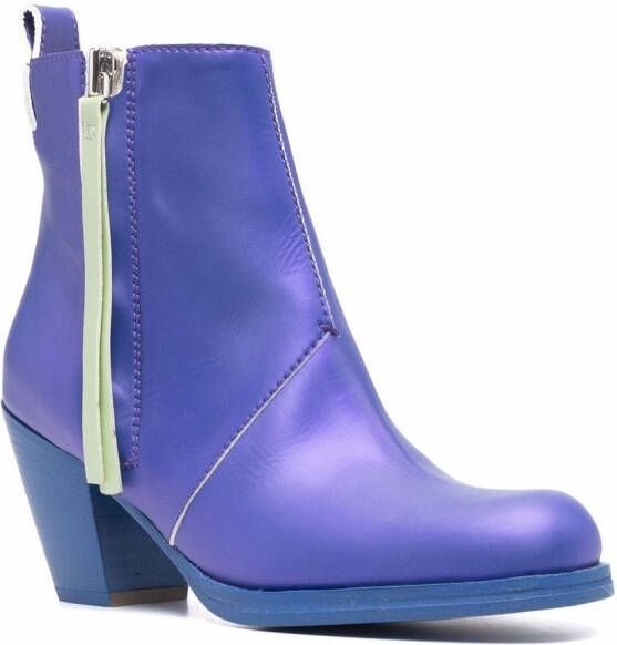 Honey Fucking Dijon zip-up heeled leather boots Blue