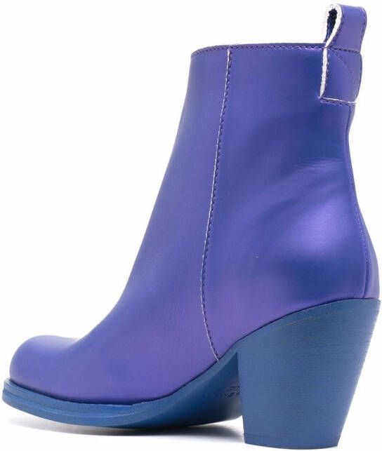 Honey Fucking Dijon zip-up heeled leather boots Blue