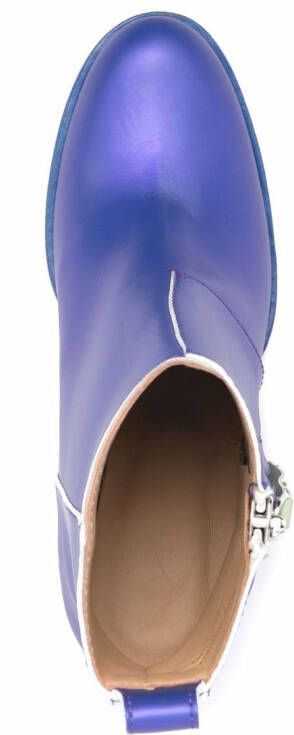 Honey Fucking Dijon zip-up heeled leather boots Blue