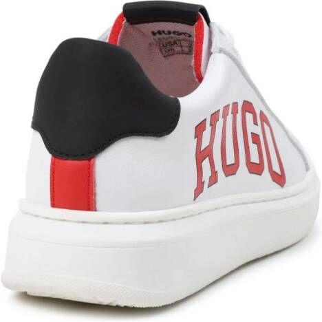 HUGO KIDS logo-print leather sneakers White