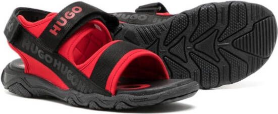 HUGO KIDS logo-print open-toe sandals Black