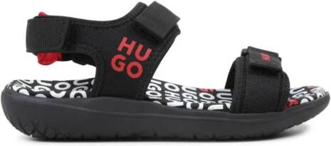 HUGO KIDS logo-print touch-strap sandals Black