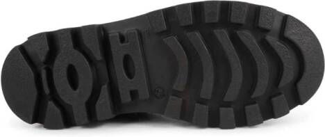 HUGO KIDS logo-tag lace-up leather boots Black