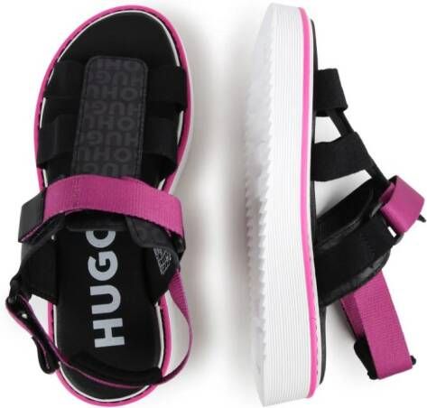 HUGO KIDS monogram-pattern leather sandals Black
