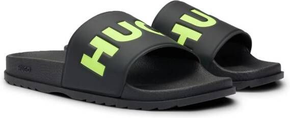HUGO logo-debossed flat slippers Black