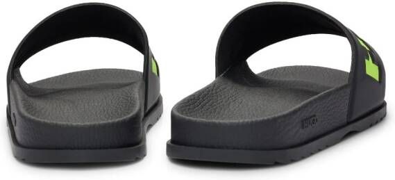 HUGO logo-debossed flat slippers Black