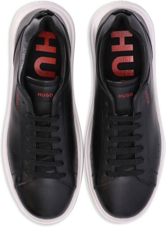 HUGO logo-debossed leather low-top sneakers Black