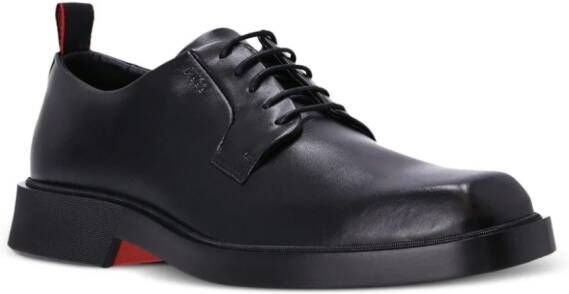 HUGO logo-debossed leather monk shoes Black