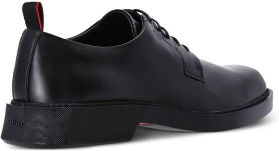 HUGO logo-debossed leather monk shoes Black