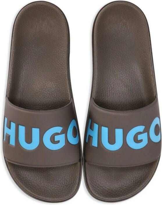 HUGO logo-debossed pool slides Brown