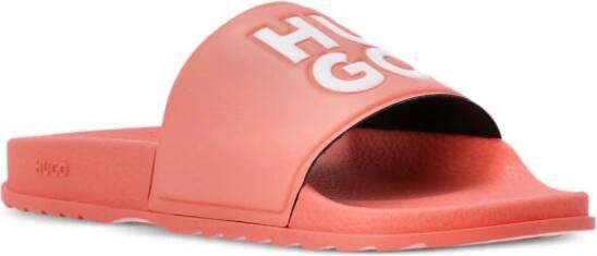 HUGO logo-debossed slides Orange
