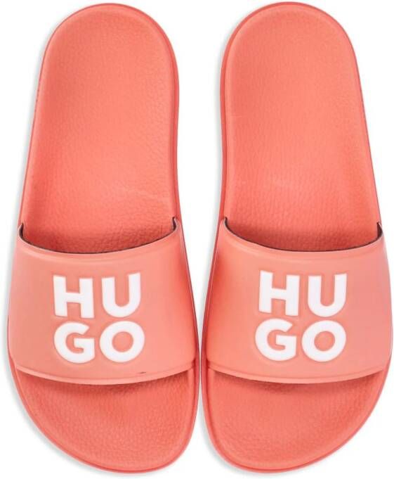 HUGO logo-debossed slides Orange