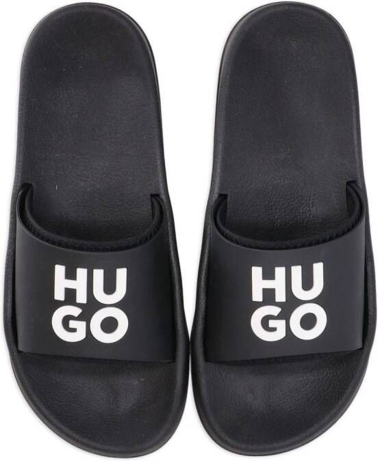 HUGO logo-embossed pool slides Black