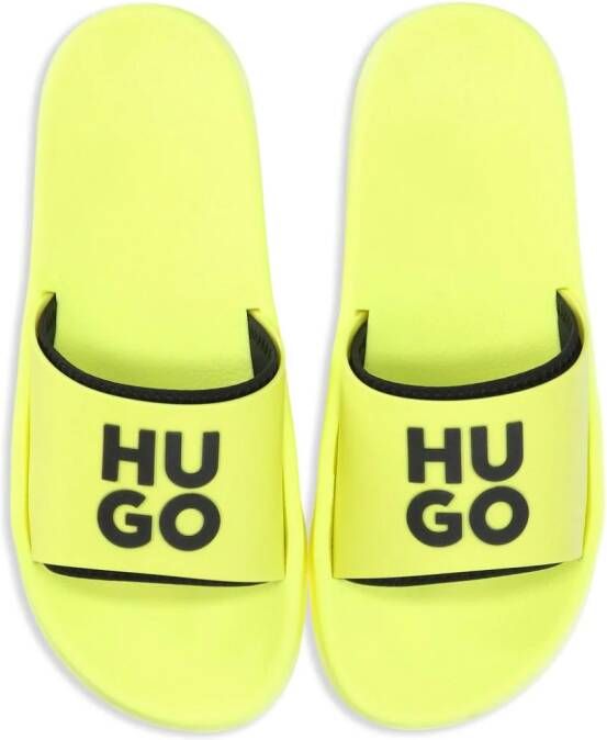 HUGO logo-embossed pool slides Yellow