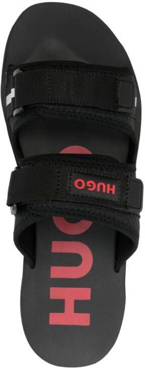 HUGO logo-patch open-toe sandals Black