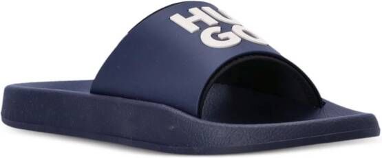 HUGO logo-print moulded-footbed slides Blue