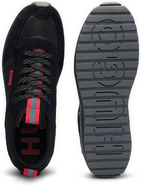HUGO panelled suede sneakers Black
