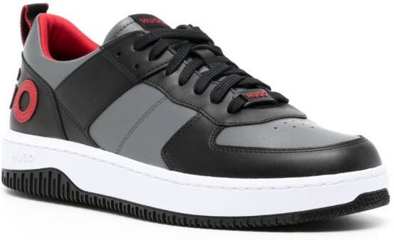 HUGO raised-logo leather sneakers Grey