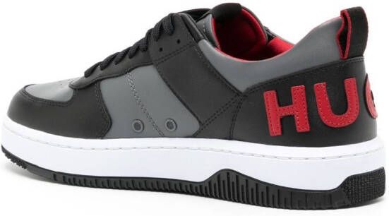 HUGO raised-logo leather sneakers Grey