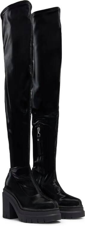 HUGO x Bella Poarch vinyl-effect heeled boots Black