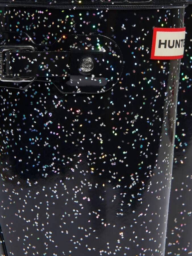 Hunter Kids glitter rubber rain boots Black