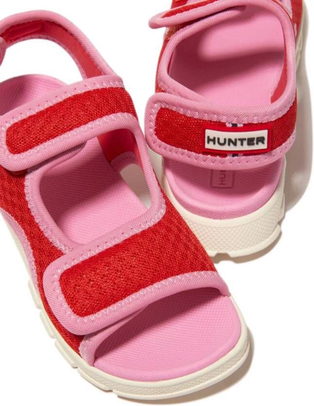 Hunter Kids logo-appliqué touch-strap sandals Red