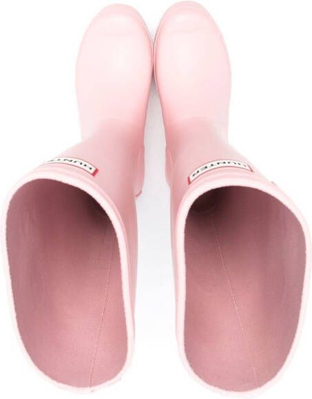 Hunter Kids logo-patch detail boots Pink