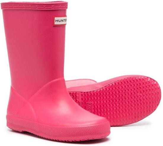 Hunter Kids logo-patch rain boots Pink