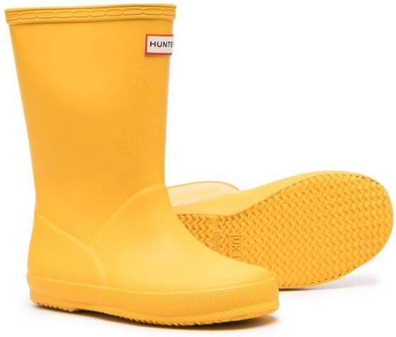 Hunter Kids logo-patch rain boots Yellow