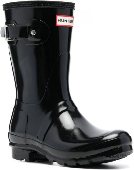 Hunter logo-patch detail boots Black