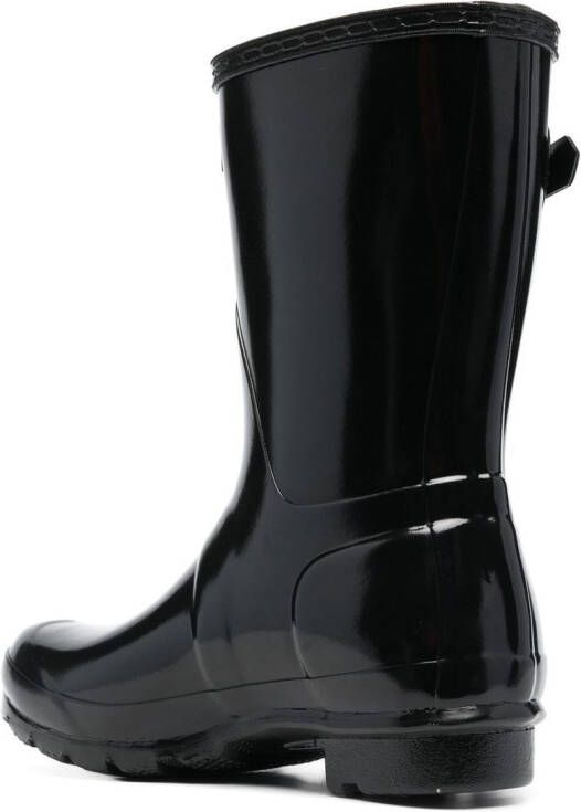 Hunter logo-patch detail boots Black