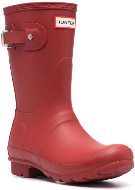 Hunter logo-patch detail boots Red