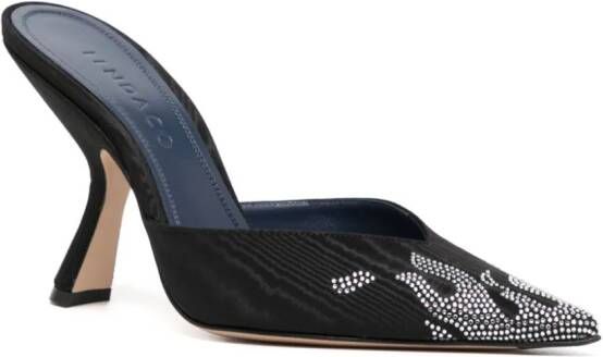 iindaco Carmen 95mm crystal-embellished mules Black