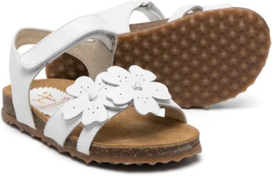 Il Gufo floral-appliqué leather sandals White