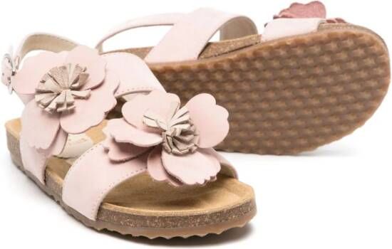 Il Gufo floral-appliqué suede sandals Pink