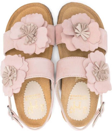 Il Gufo floral-appliqué suede sandals Pink