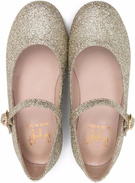 Il Gufo glittered ballerina shoes Gold