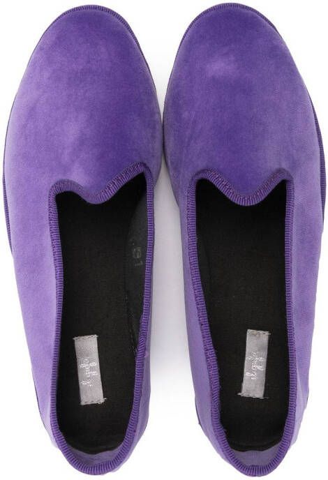 Il Gufo rib-trimmed velvet slippers Purple
