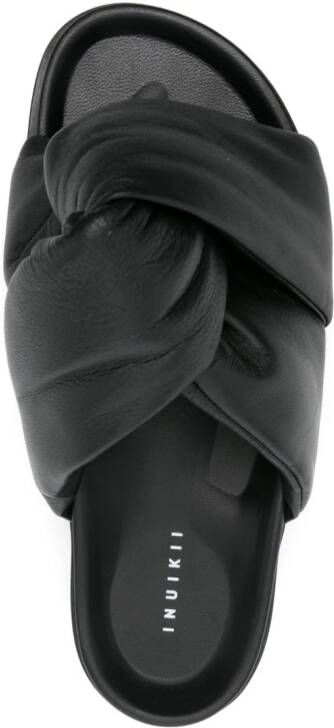 Inuikii Soft Crossed leather slides Black