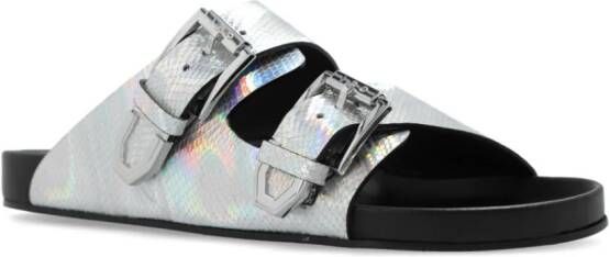 IRO Billie holographic snakeskin-effect sandals Silver