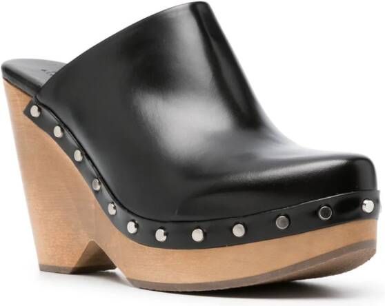 ISABEL MARANT 110mm wedge-heel leather clogs Black