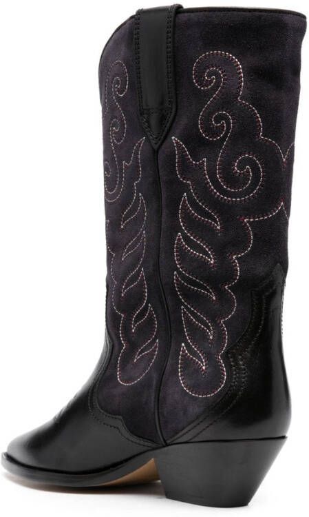 ISABEL MARANT 50mm embroidered-design leather boots Blue