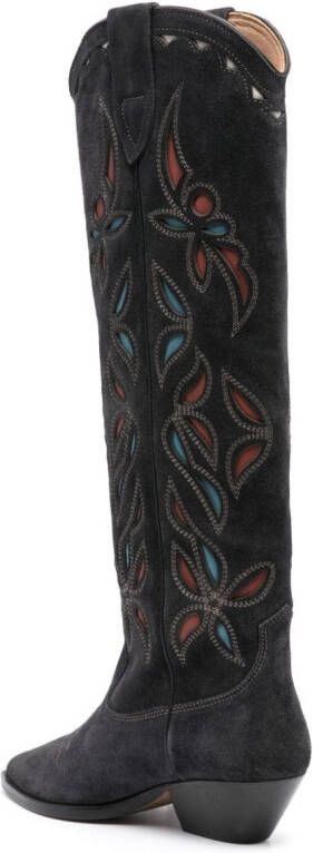 ISABEL MARANT 50mm embroidered leather boots Black