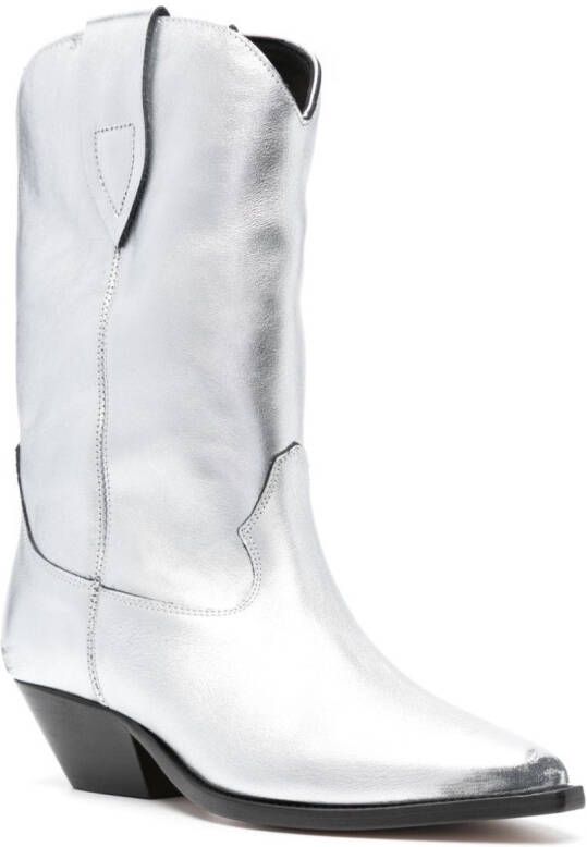 ISABEL MARANT 55mm metallic-finish leather boots Silver