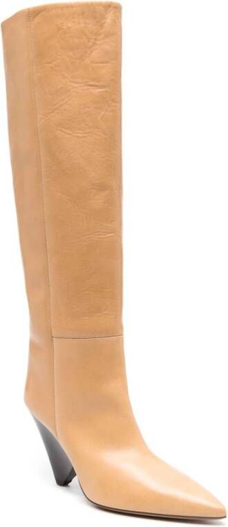 ISABEL MARANT 90mm knee-high leather boots Neutrals